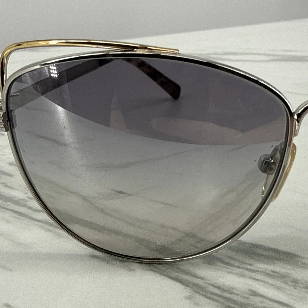 Michael Kors Gold Cat Eye Sunglasses Brown Lens MK1035 St. Lucia Case Luxury